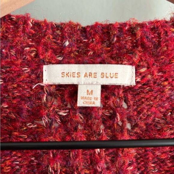 Skies are Blue Women's Red Button-Up Sweater - Picture 2 of 3